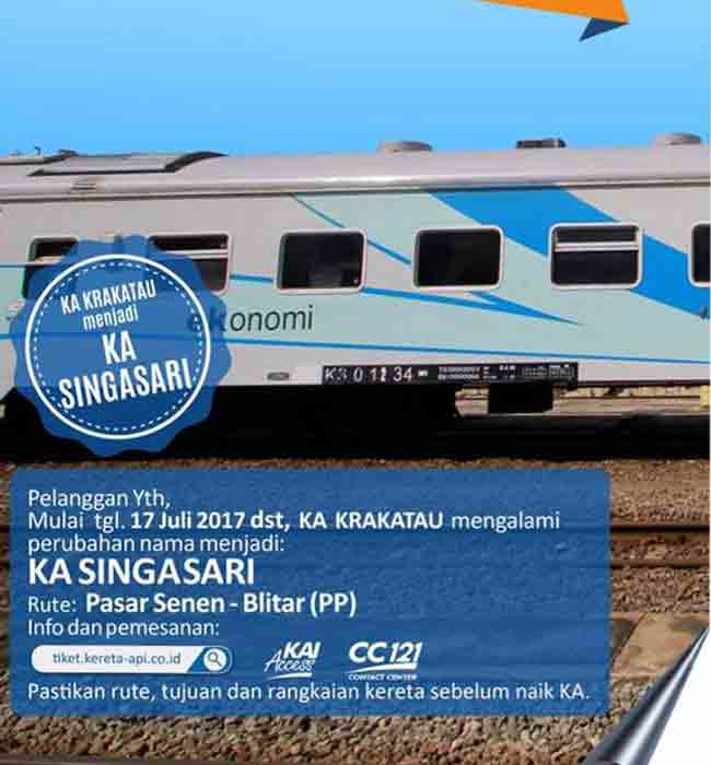 Jadwal dan Rute KA Singasari Terbaru Februari - Mei 2021 - Tours By Rail